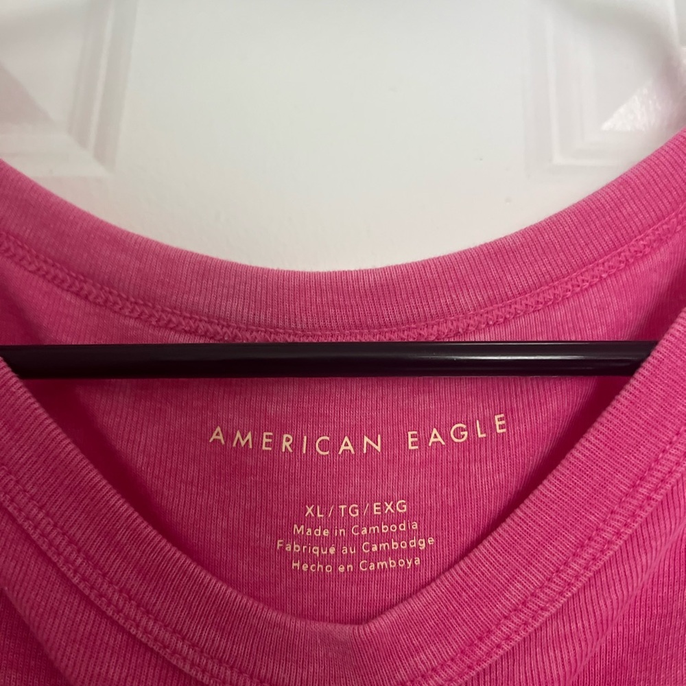 American Eagle Outfitters Pink Crop T-Shirt Short Sleeve - Picture 2 of 4